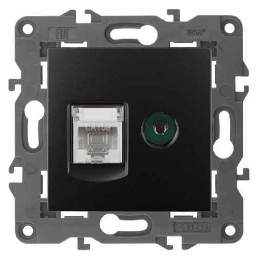 Розетка RJ45+TV Оконечной без рамки Эра Elegance 1-м. антрацит фото Розетка RJ45+TV Оконечной без рамки Эра Elegance 1-м. антрацит картинка